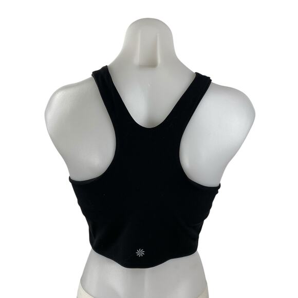 Athleta Women's Black High Neck Racerback Yoga Workout Athletic Crop Top Size M - Picture 2 of 4